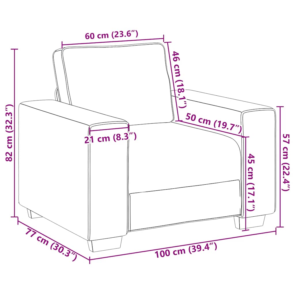 Sofa fotelja svijetlosiva 100x77x82 cm korduro tkanina
