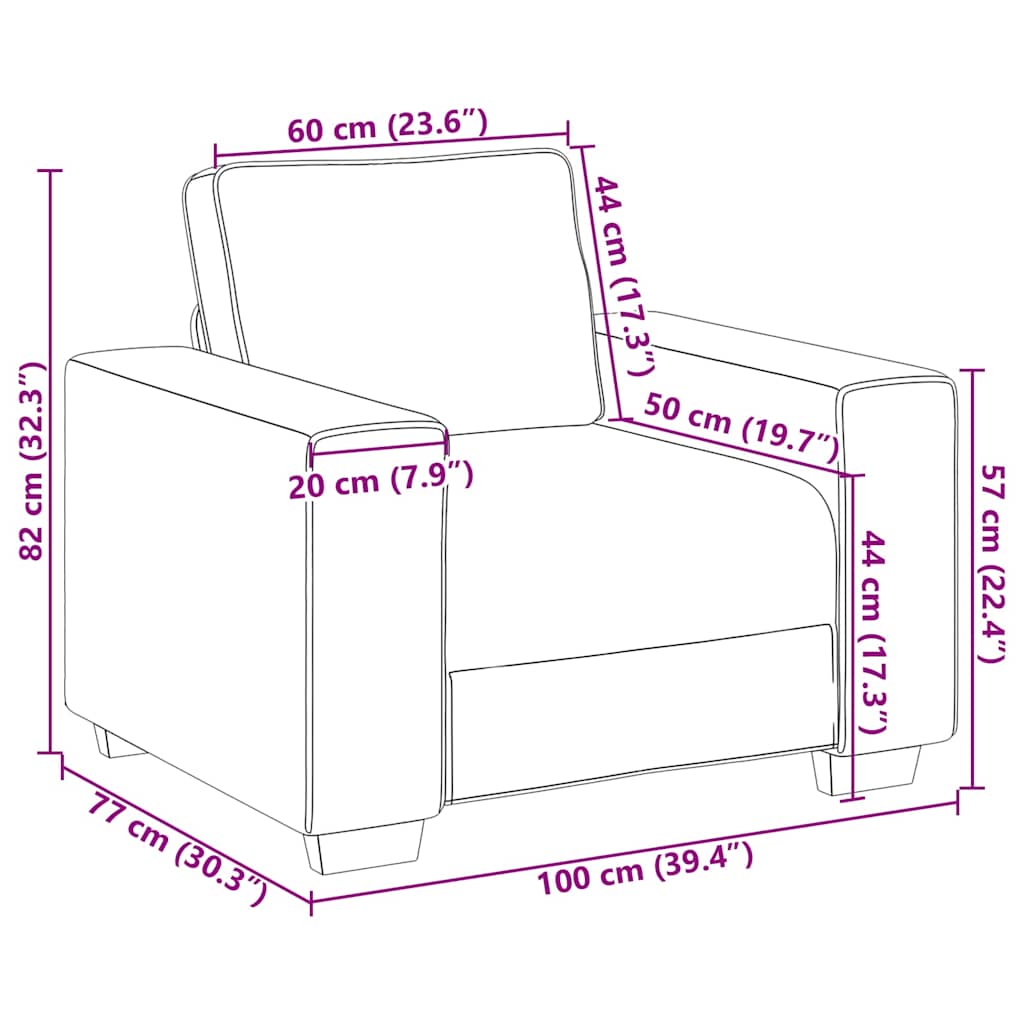 Sofa fotelja žuta 100x77x82 cm baršun