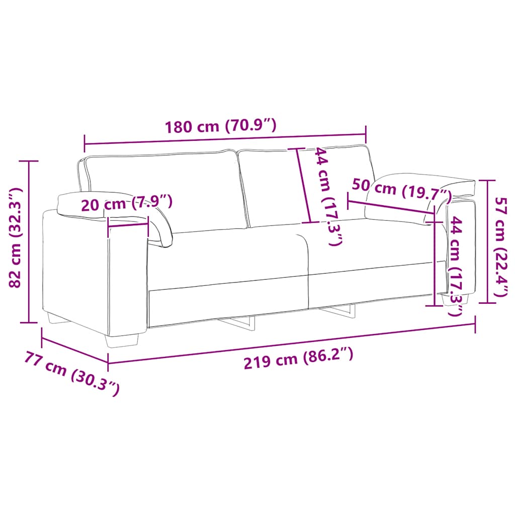 Trosjed Tamno siva 220x77x82 cm Baršun