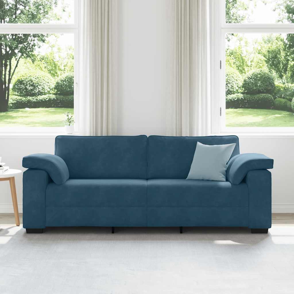 Trosjed Plavi 220x77x82 cm Baršun