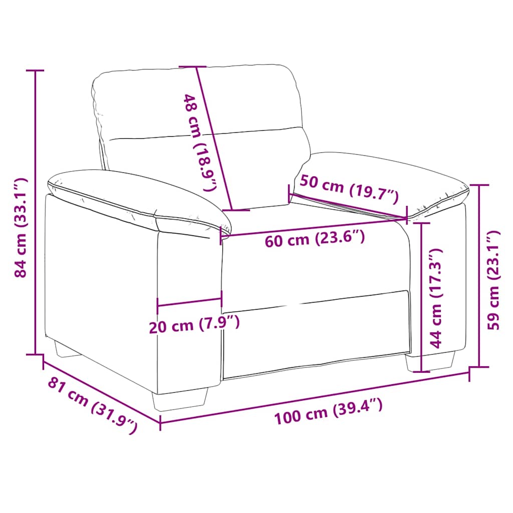Sofa fotelja krem 100x81x84 cm tkanina