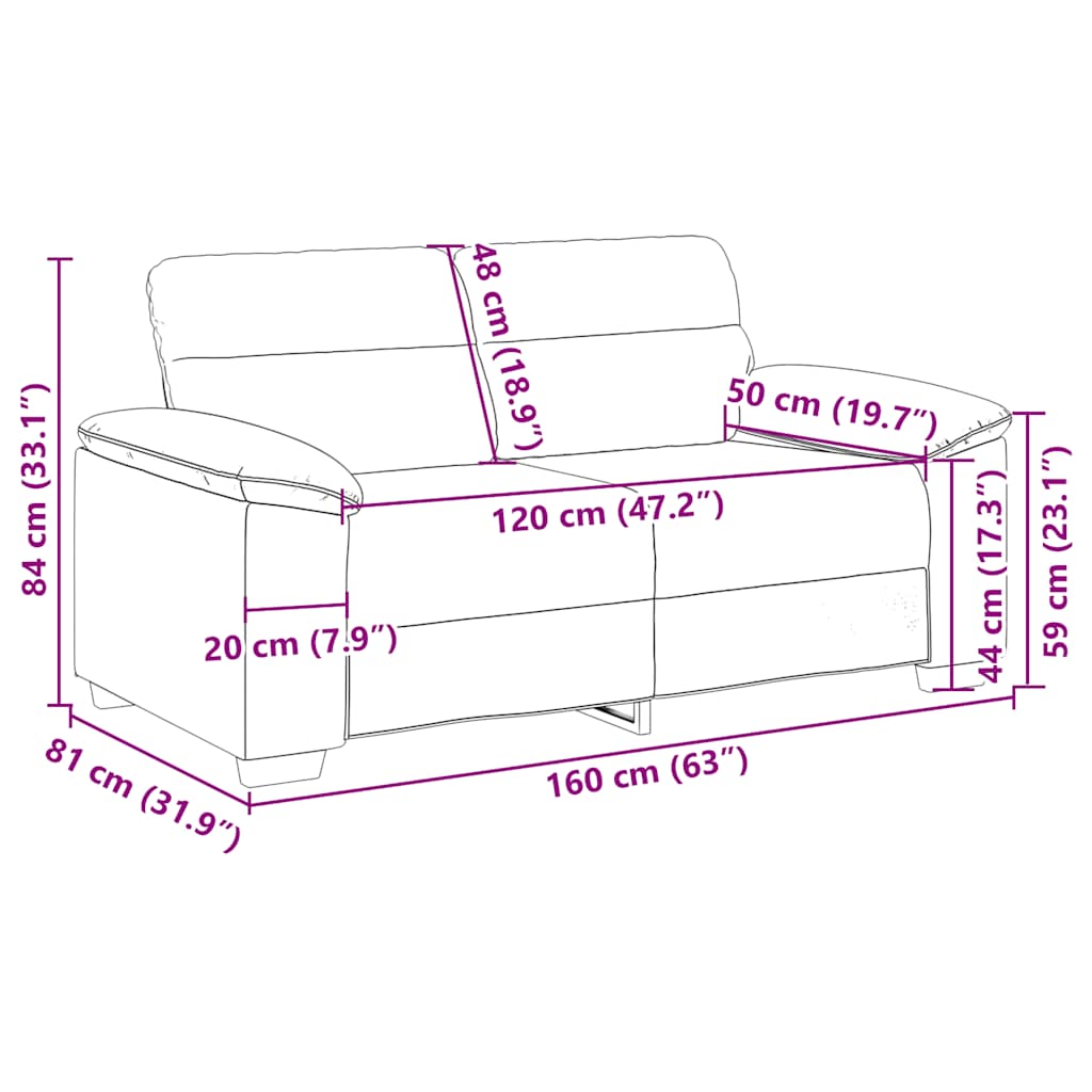 Dvosjed Sofa Taupe 160x81x84 cm Tkanina