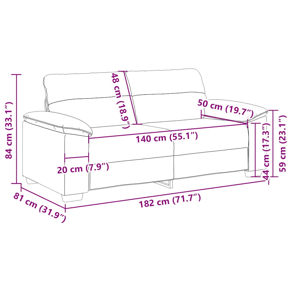 Dvosjed Sofa Oblačno Siva 180x81x84 cm Tkanina