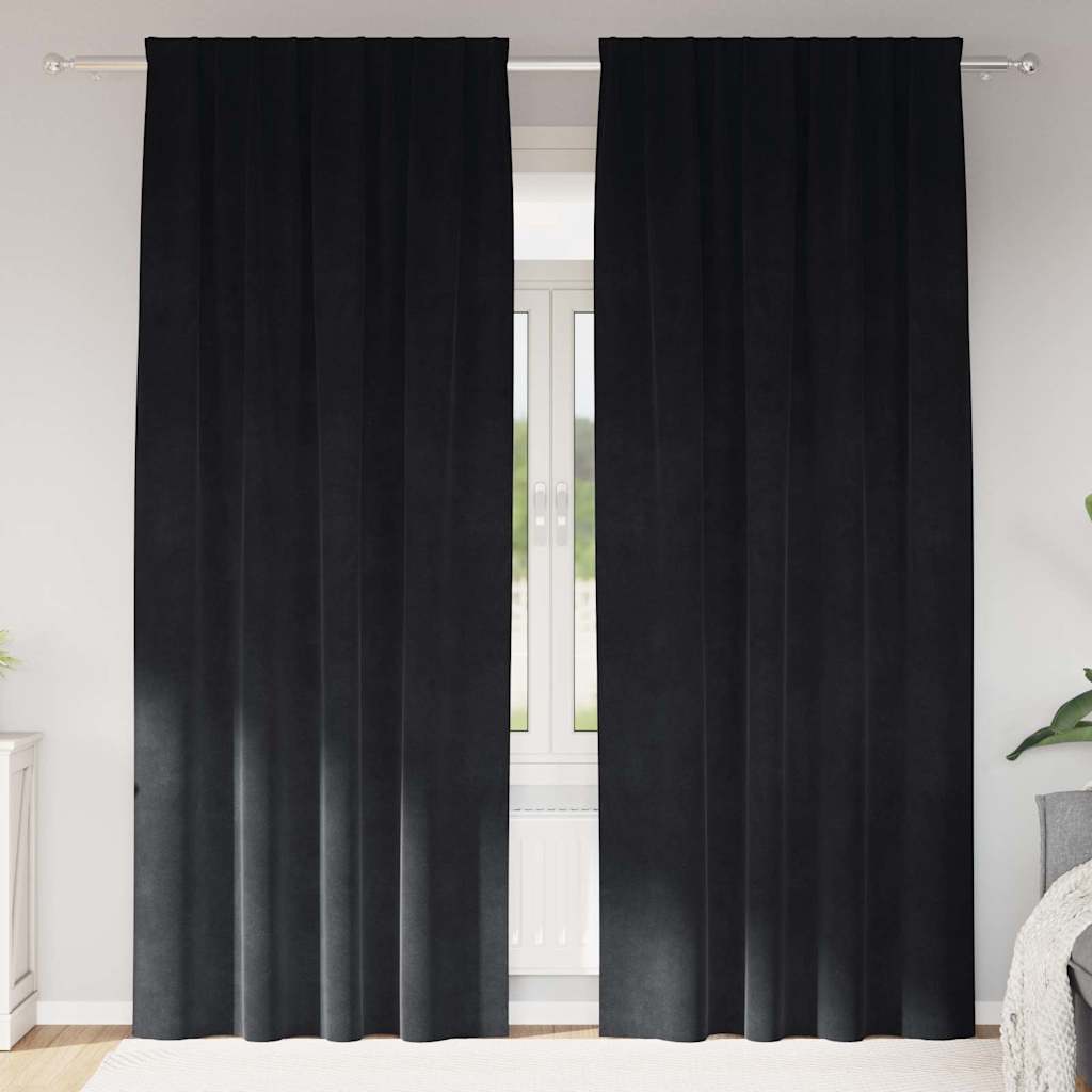 Zavjese za zamračivanje 2 pcs Crna 140 x 225 cm Baršun