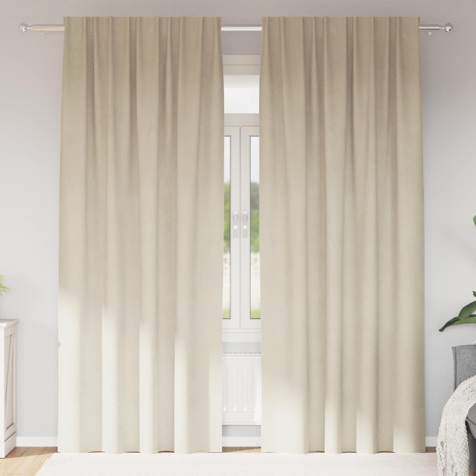 Zavjese za zamračivanje 2 pcs Krema 140 x 260 cm Baršun