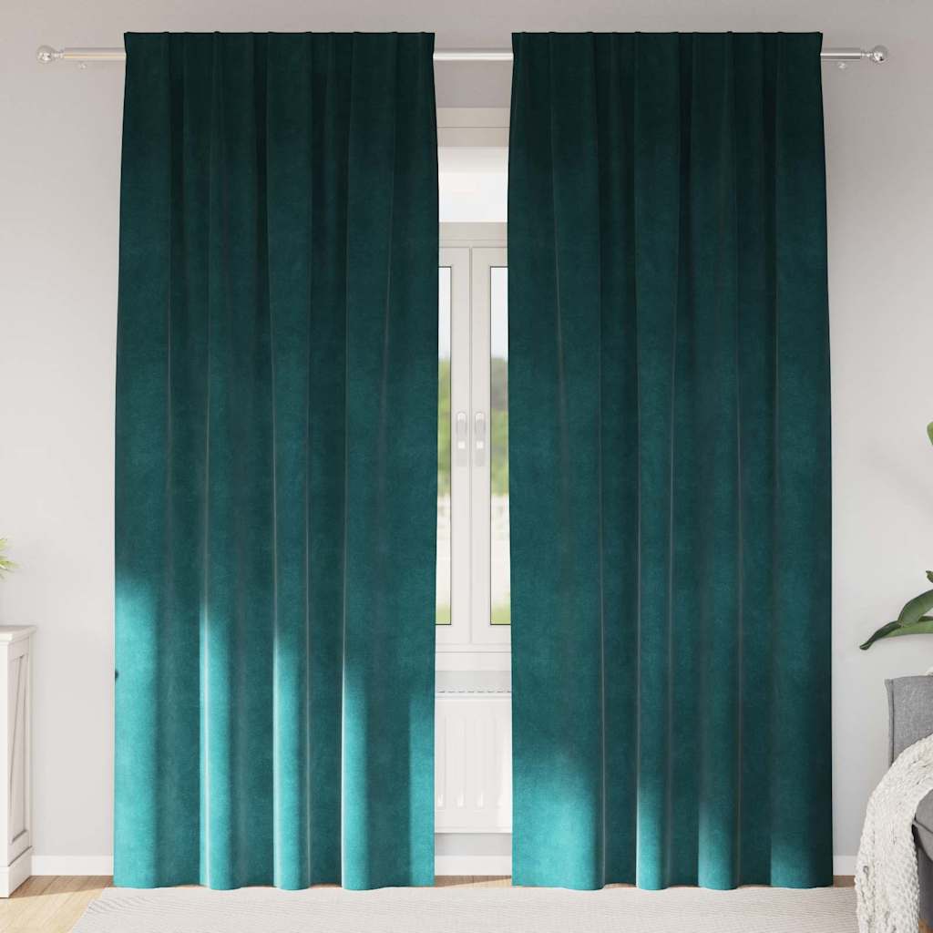 Zavjese za zamračivanje 2 pcs Tamnozelena 140 x 245 cm Baršun