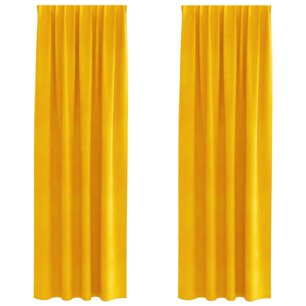 Zavjese za zamračivanje 2 pcs Žuta 140 x 260 cm Baršun