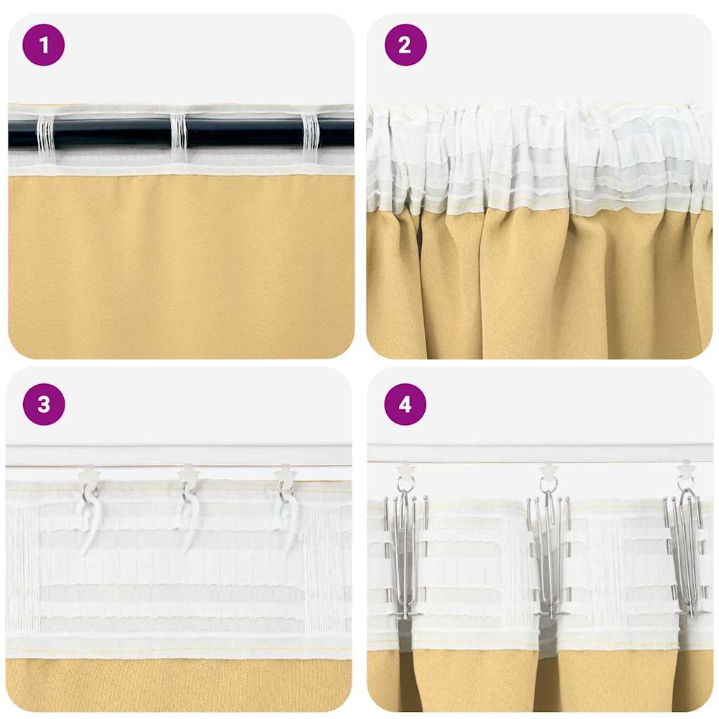 Zavjese za blackout s prstenovima 2 pcs Bež 245 x 140 cm