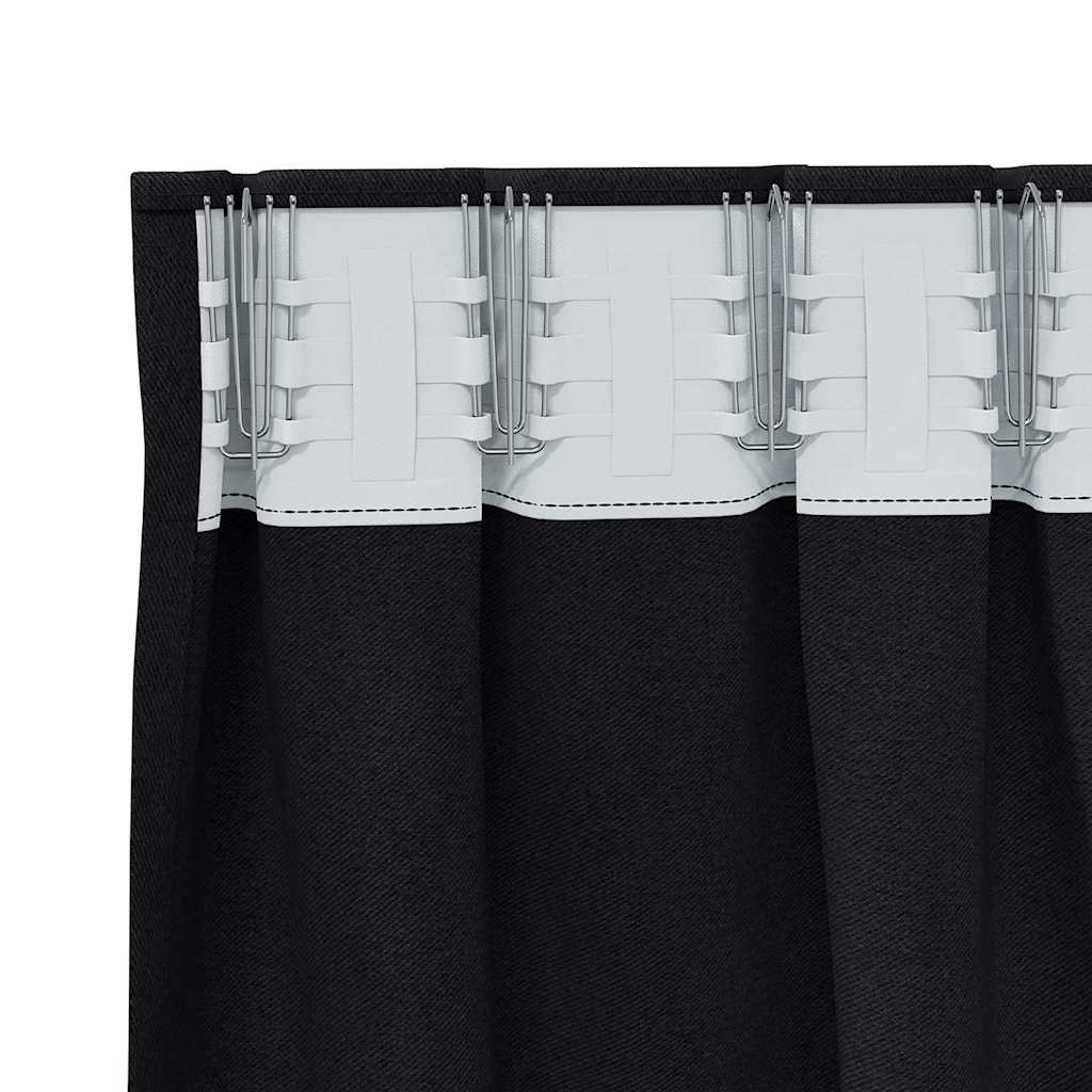 Zavjese za blackout s prstenovima 2 pcs Crna 140 x 140 cm