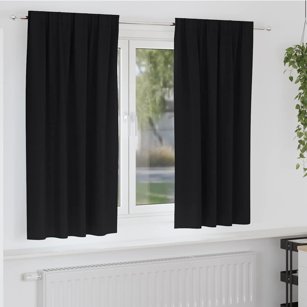 Zavjese za blackout s prstenovima 2 pcs Crna 175 x 140 cm