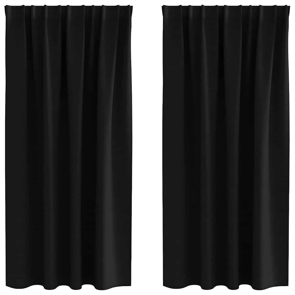 Zavjese za blackout s prstenovima 2 pcs Crna 175 x 140 cm