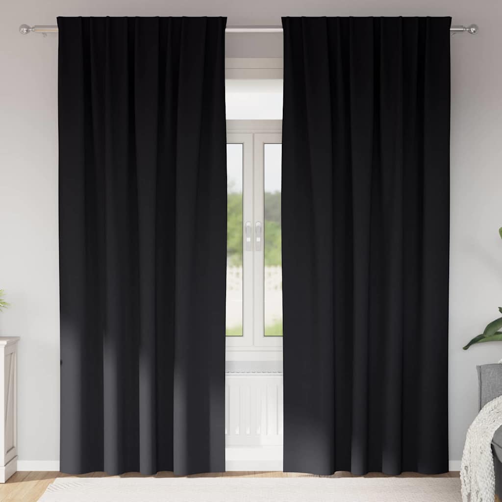 Zavjese za blackout s prstenovima 2 pcs Crna 245 x 140 cm