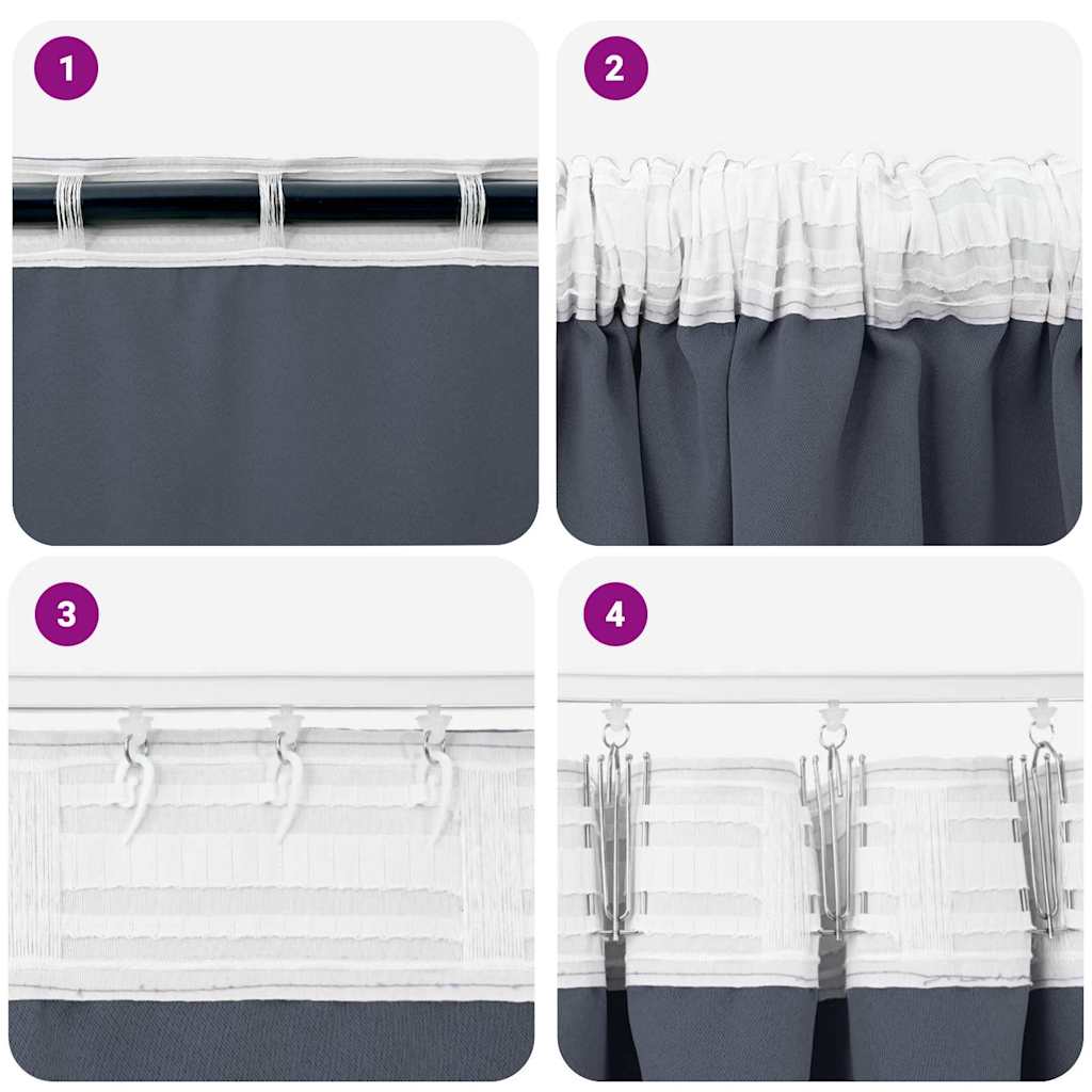 Zavjese za blackout s prstenovima 2 pcs Antracit 245 x 140 cm