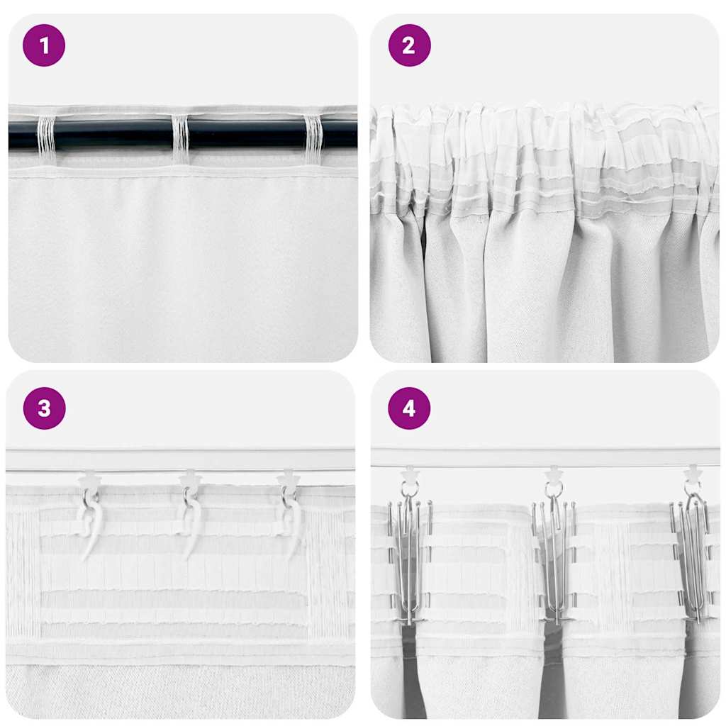 Zavjese za blackout s prstenovima 2 pcs Bjela svijetla