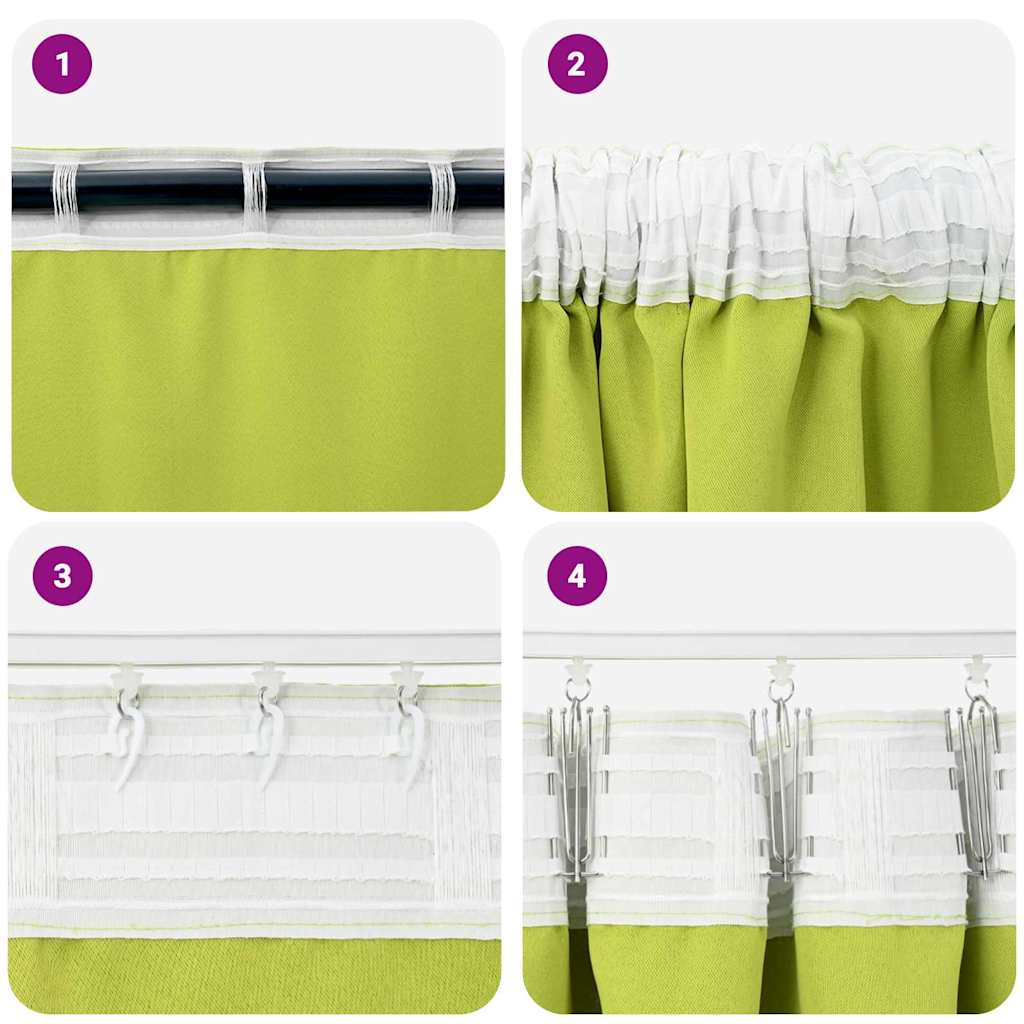 Zavjese za blackout s prstenovima 2 pcs Zelena 140 x 140 cm