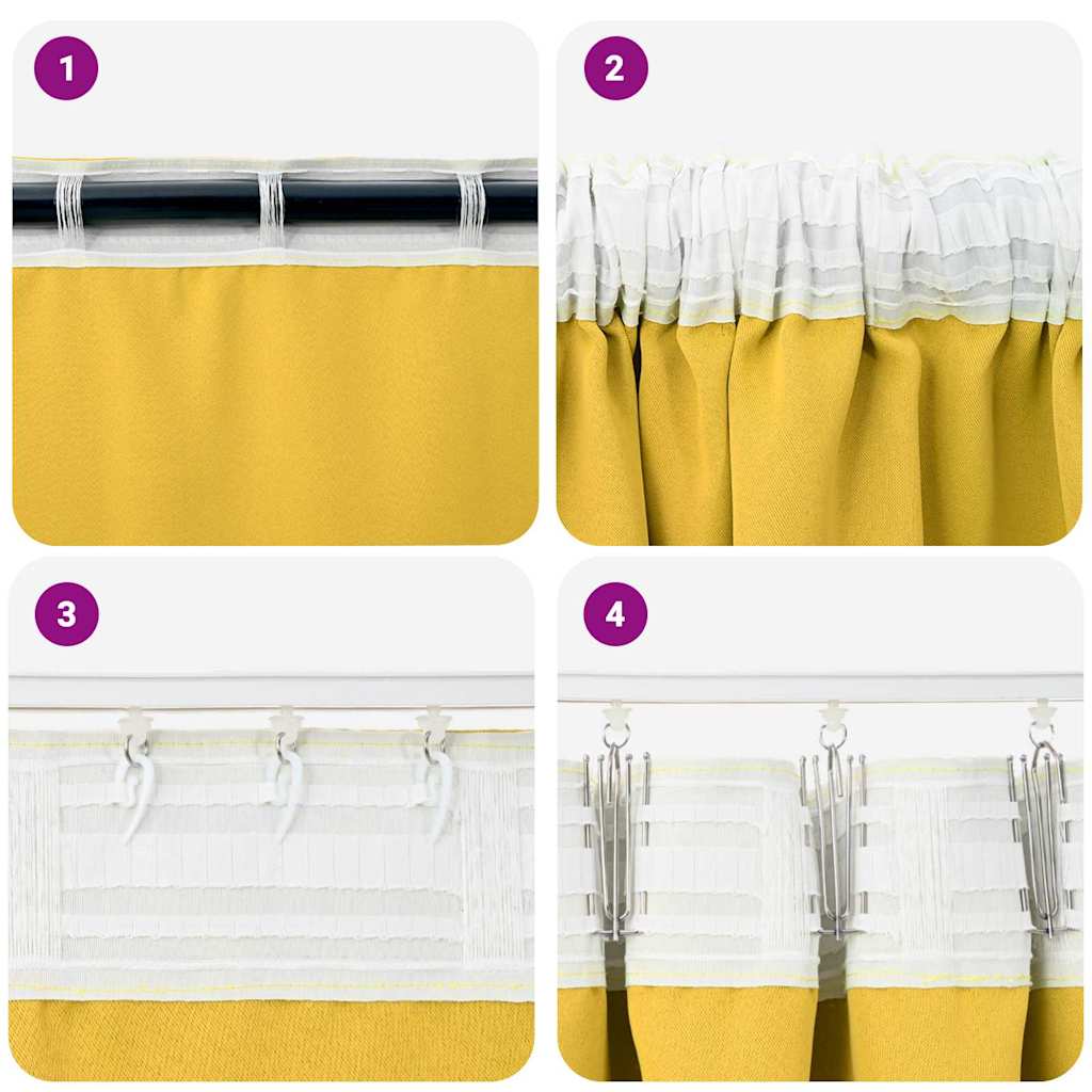 Zavjese za blackout s prstenovima 2 pcs Žuta 260 x 140 cm