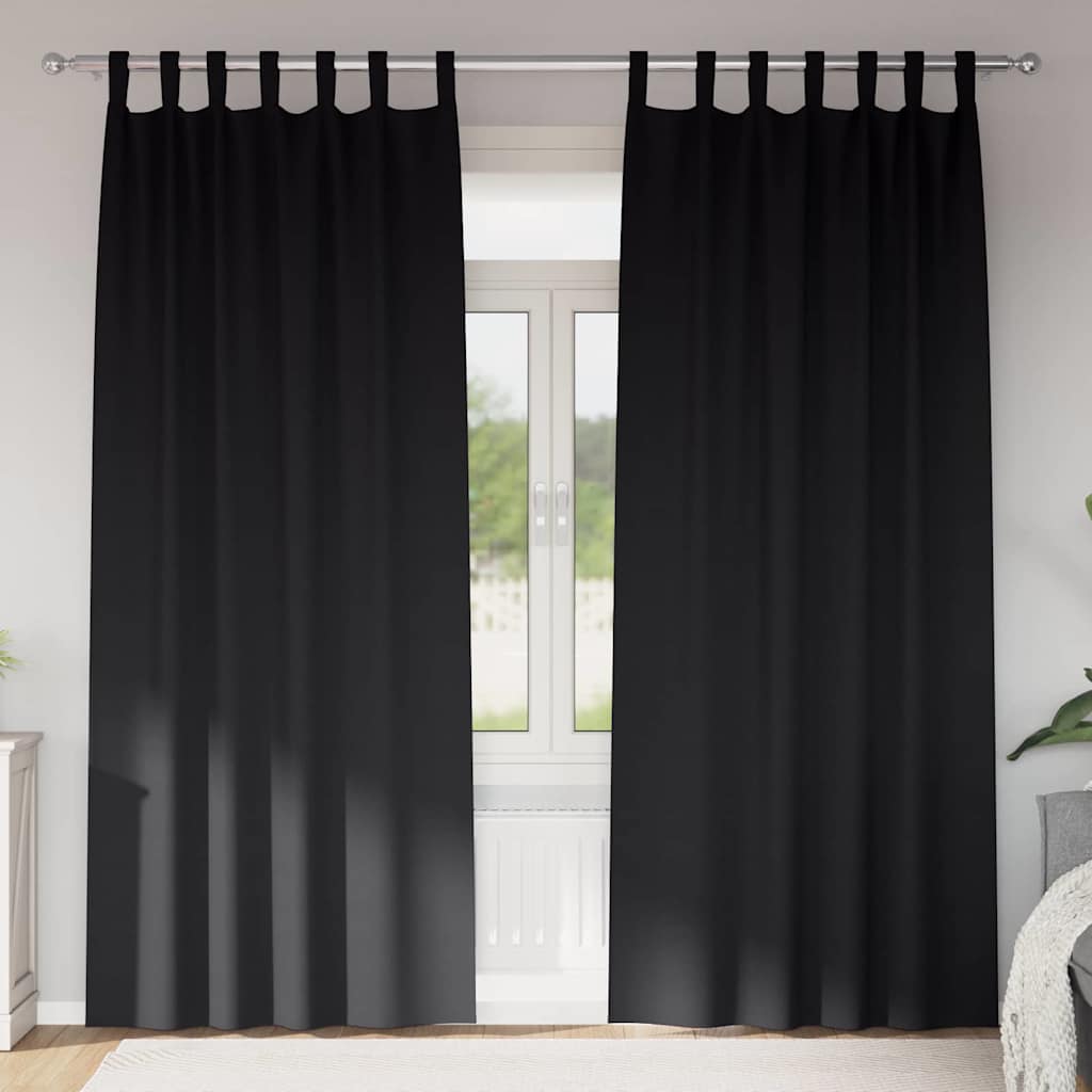 Zavjese za blackout s prstenovima 2 pcs Crna 245 x 140 cm
