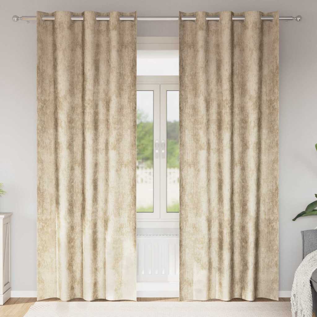 Baršunaste zavjese sa zavjesama 2 pcs Krema 260 x 140 cm Baršun