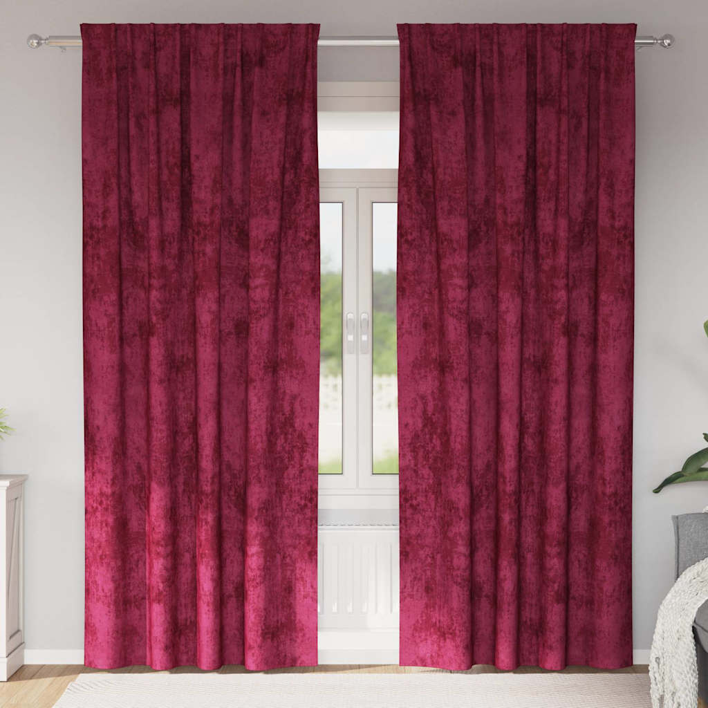 Baršunaste zavjese 2 pcs Vinska crvena 260 x 140 cm Baršun
