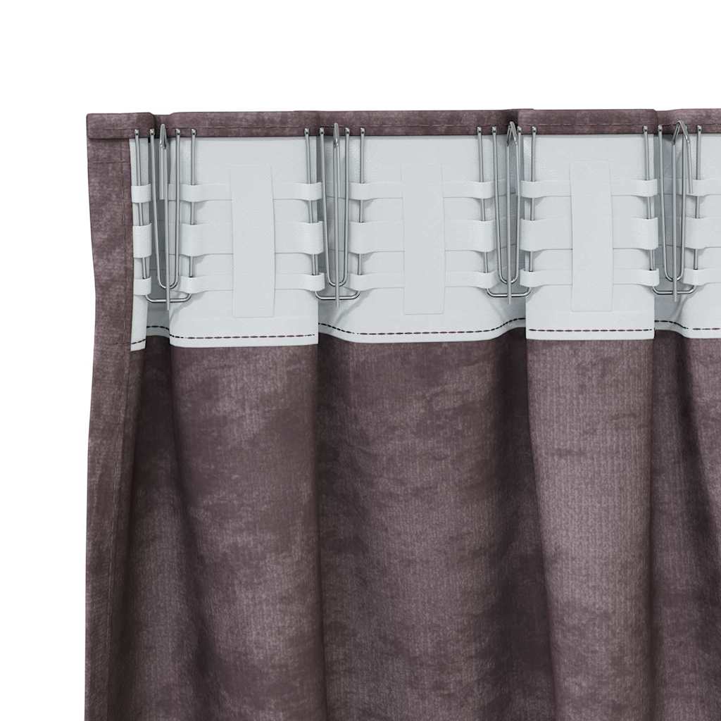 Baršunaste zavjese sa zavjesama 2 pcs Smeđa 175 x 140 cm Baršun