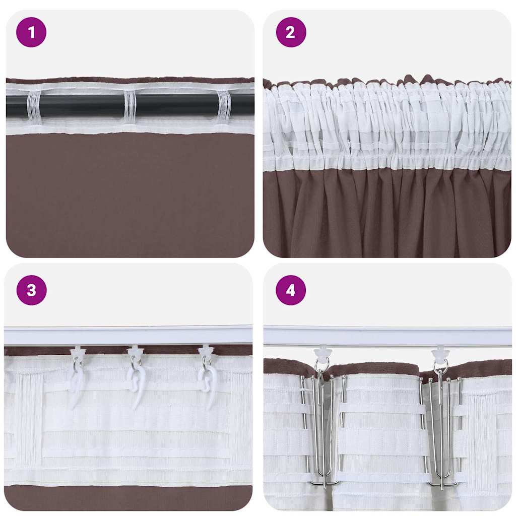 Baršunaste zavjese sa zavjesama 2 pcs Smeđa 175 x 140 cm Baršun
