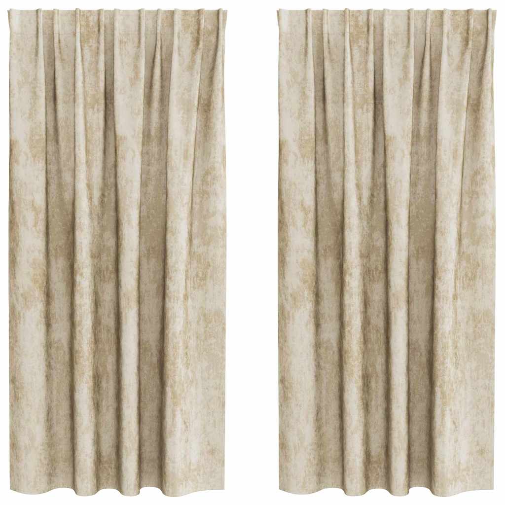 Baršunaste zavjese sa zavjesama 2 pcs Krema 175 x 140 cm Baršun