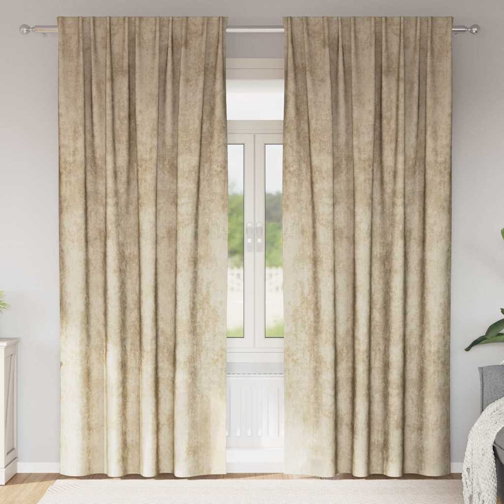 Baršunaste zavjese sa zavjesama 2 pcs Krema 225 x 140 cm Baršun