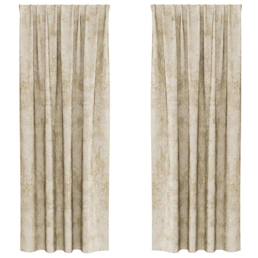 Baršunaste zavjese sa zavjesama 2 pcs Krema 225 x 140 cm Baršun