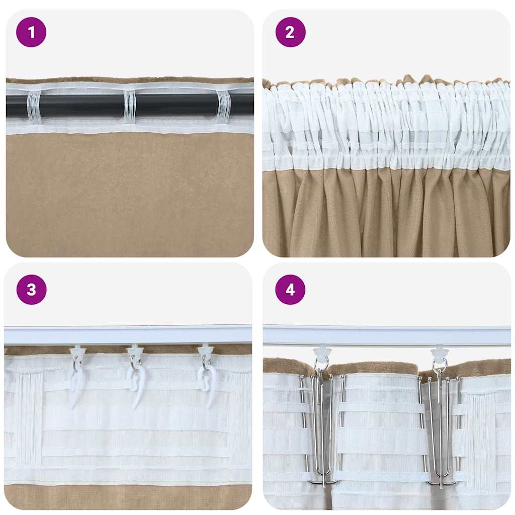 Baršunaste zavjese 2 pcs Šampanjca 140 x 140 cm Baršun