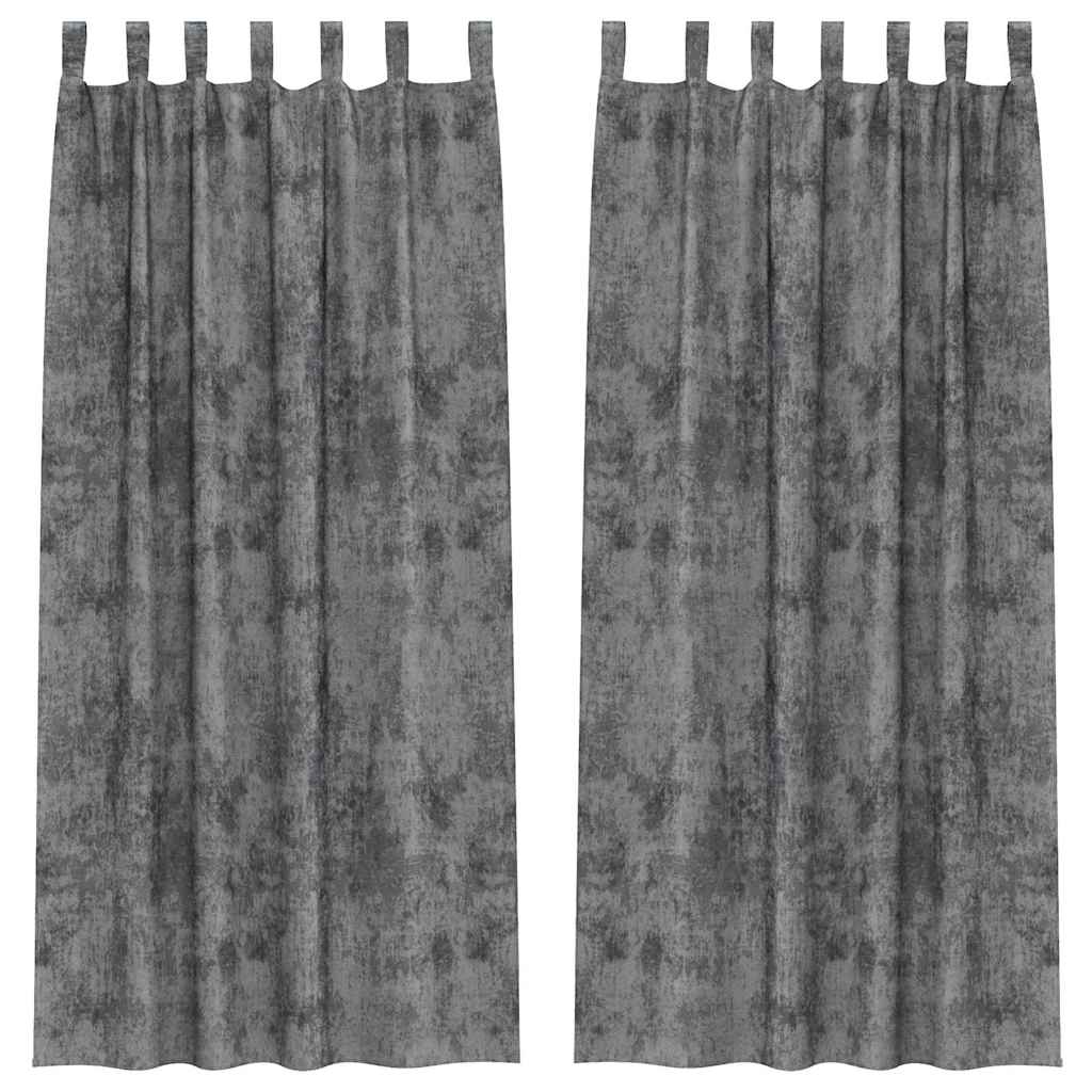 Baršunaste zavjese sa zavjesama 2 pcs Siva 245 x 140 cm Baršun