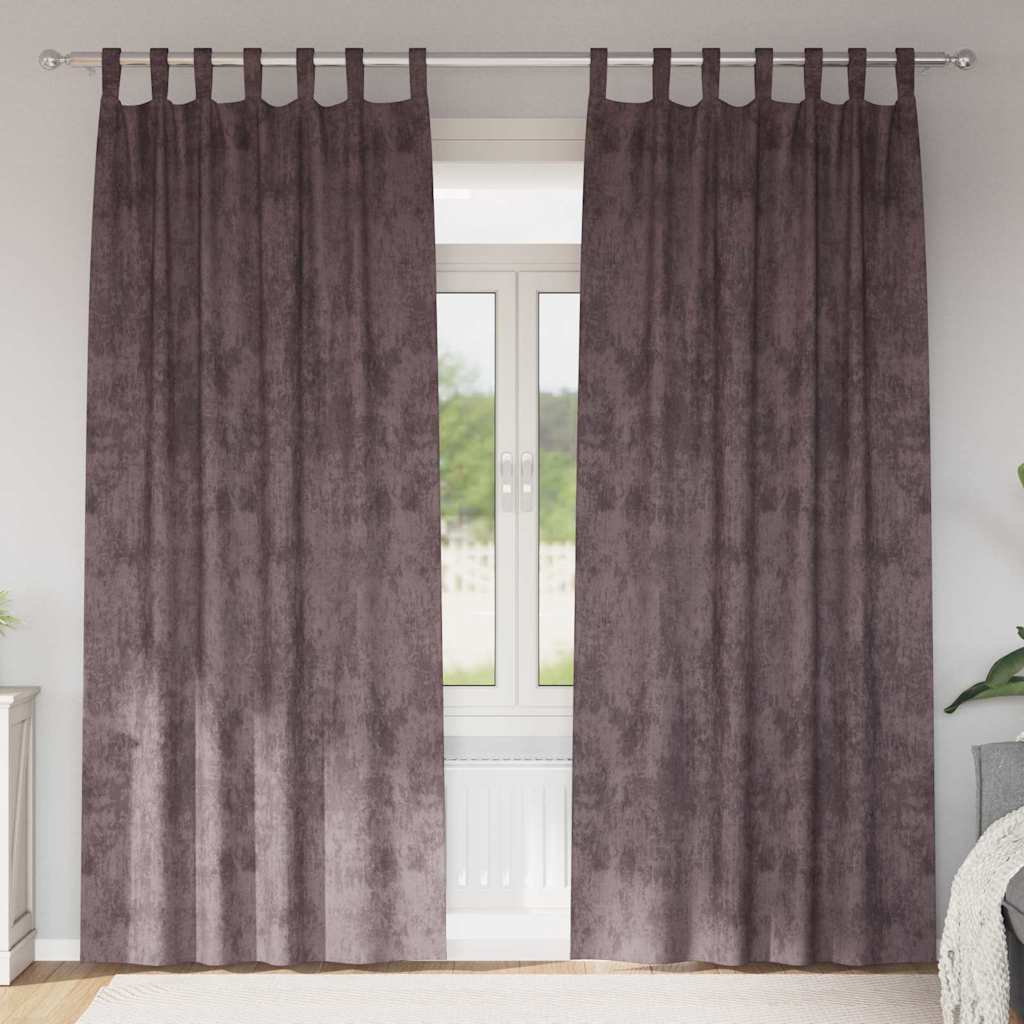 Baršunaste zavjese sa zavjesama 2 pcs Smeđa 260 x 140 cm Baršun