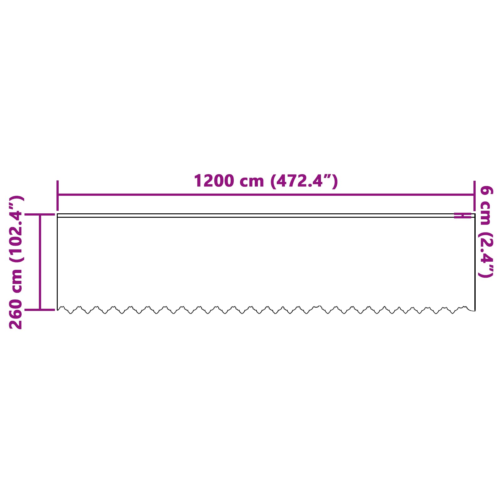 Čipkasta zavjesa sa zavjesama Bijelo 260 x 1200 cm Poliester