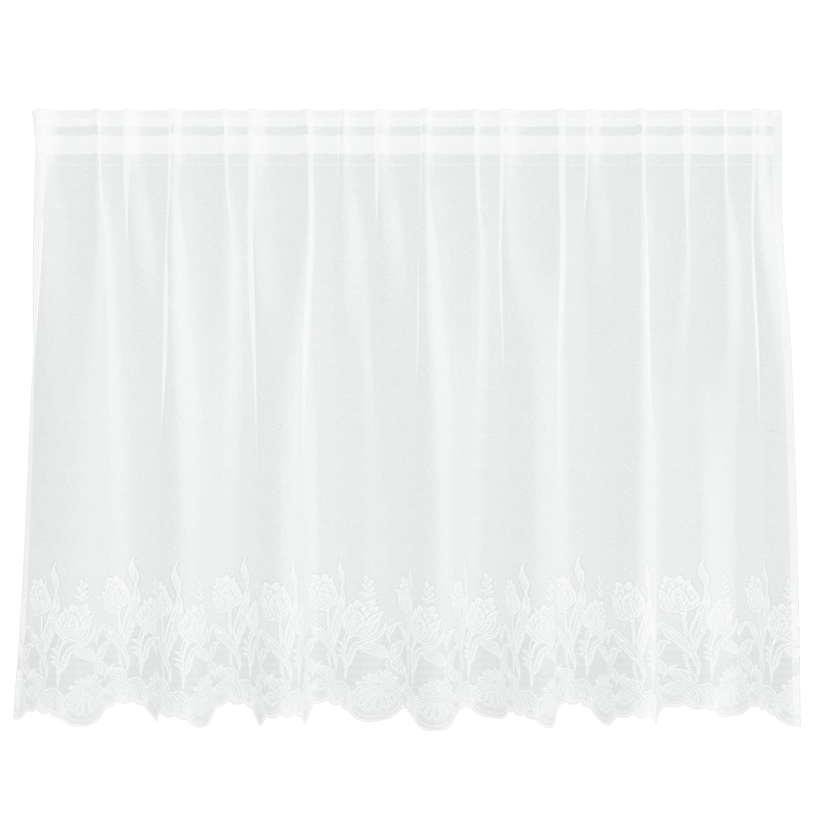 Čipkasta zavjesa sa zavjesama Bijelo 80 x 200 cm Poliester