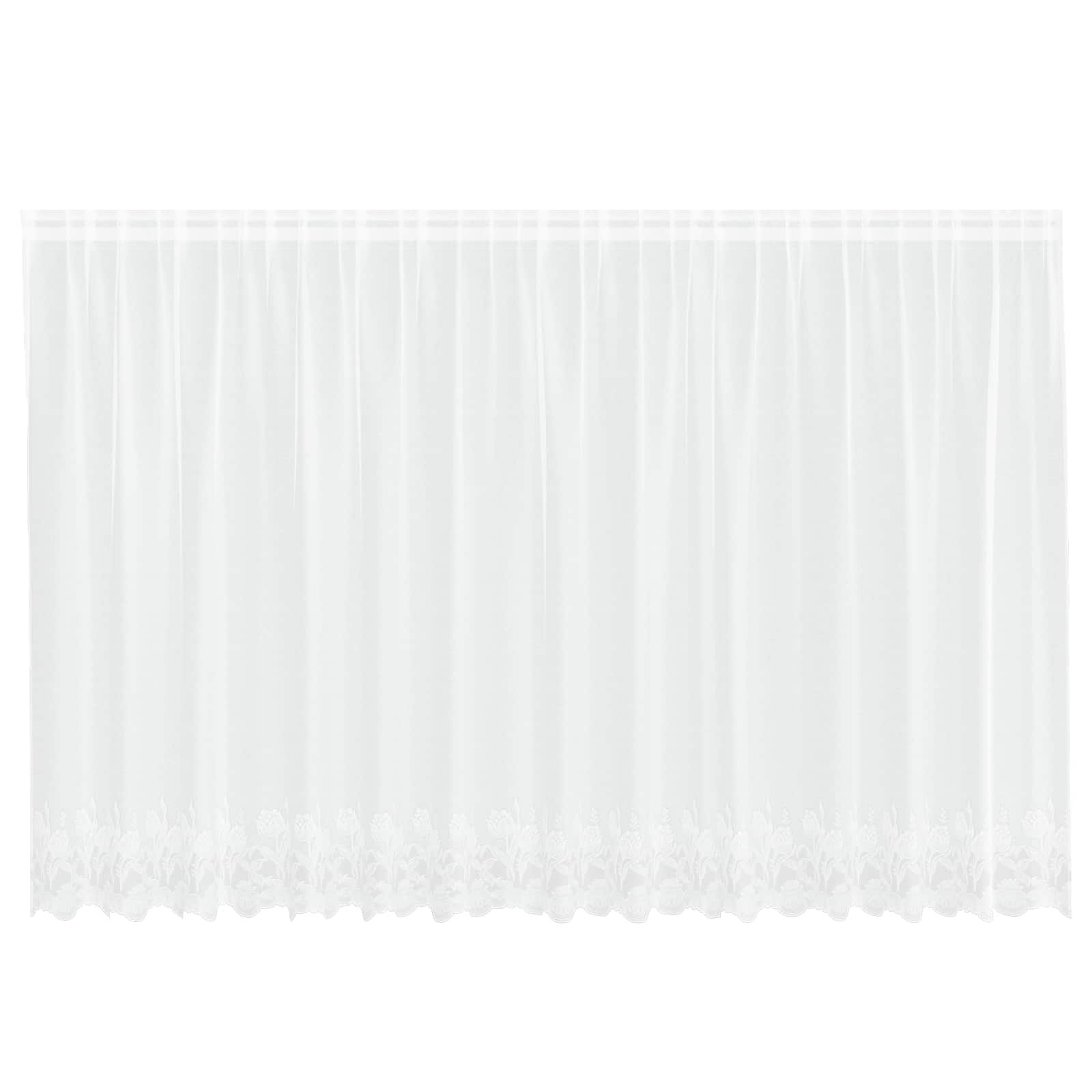 Čipkasta zavjesa sa zavjesama Bijelo 140 x 400 cm Poliester