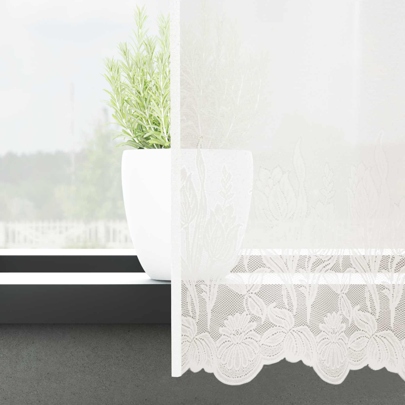 Čipkasta zavjesa sa zavjesama Bijelo 900 x 100 cm Poliester
