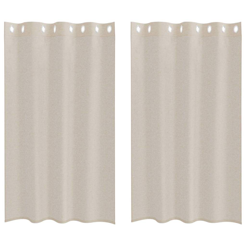 Voile zavjesa sa zavjesama 2 pcs Pijesak 175 x 140 cm Poliester