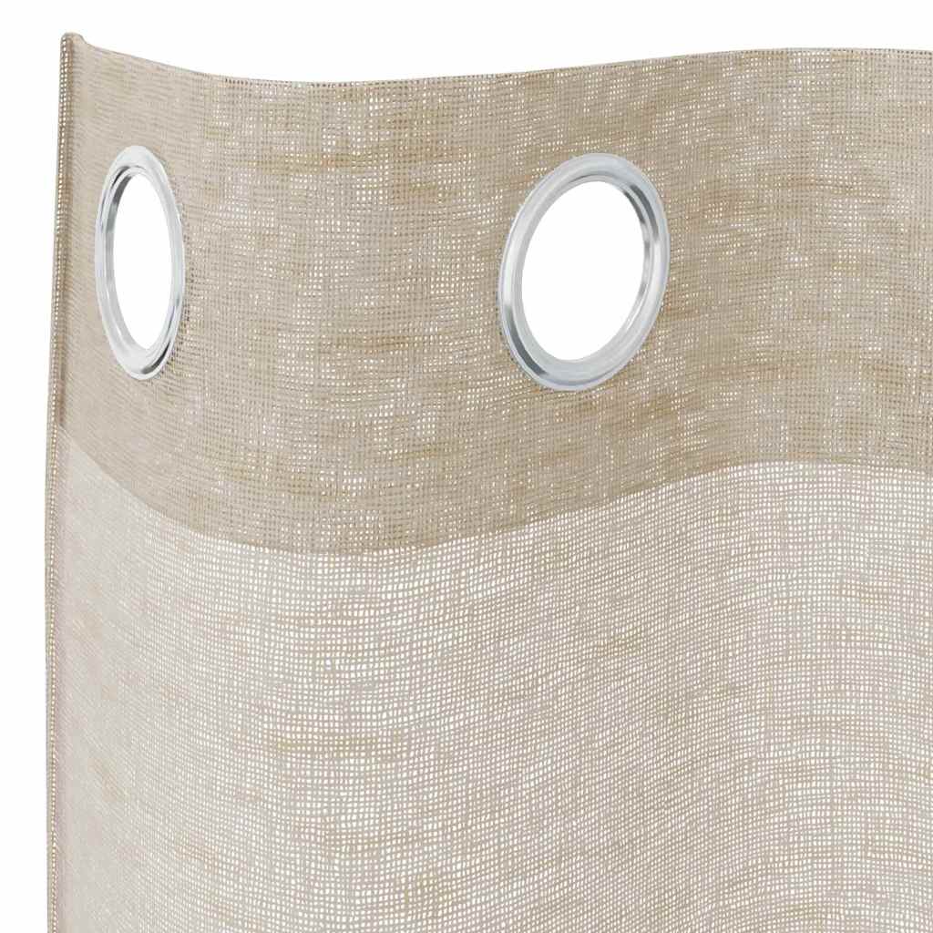 Voile zavjesa sa zavjesama 2 pcs Pijesak 225 x 140 cm Poliester