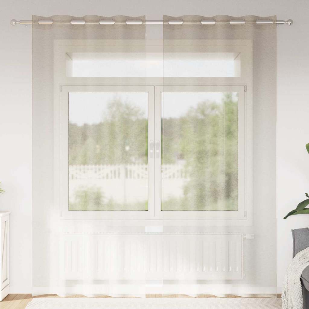 Voile zavjesa sa zavjesama 2 pcs Pijesak 225 x 140 cm Poliester