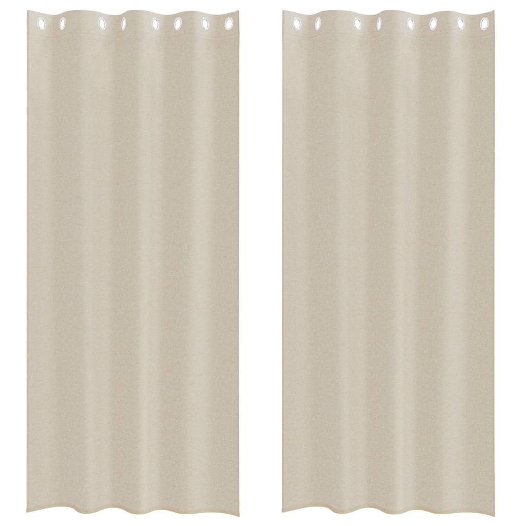 Voile zavjesa sa zavjesama 2 pcs Pijesak 245 x 140 cm Poliester
