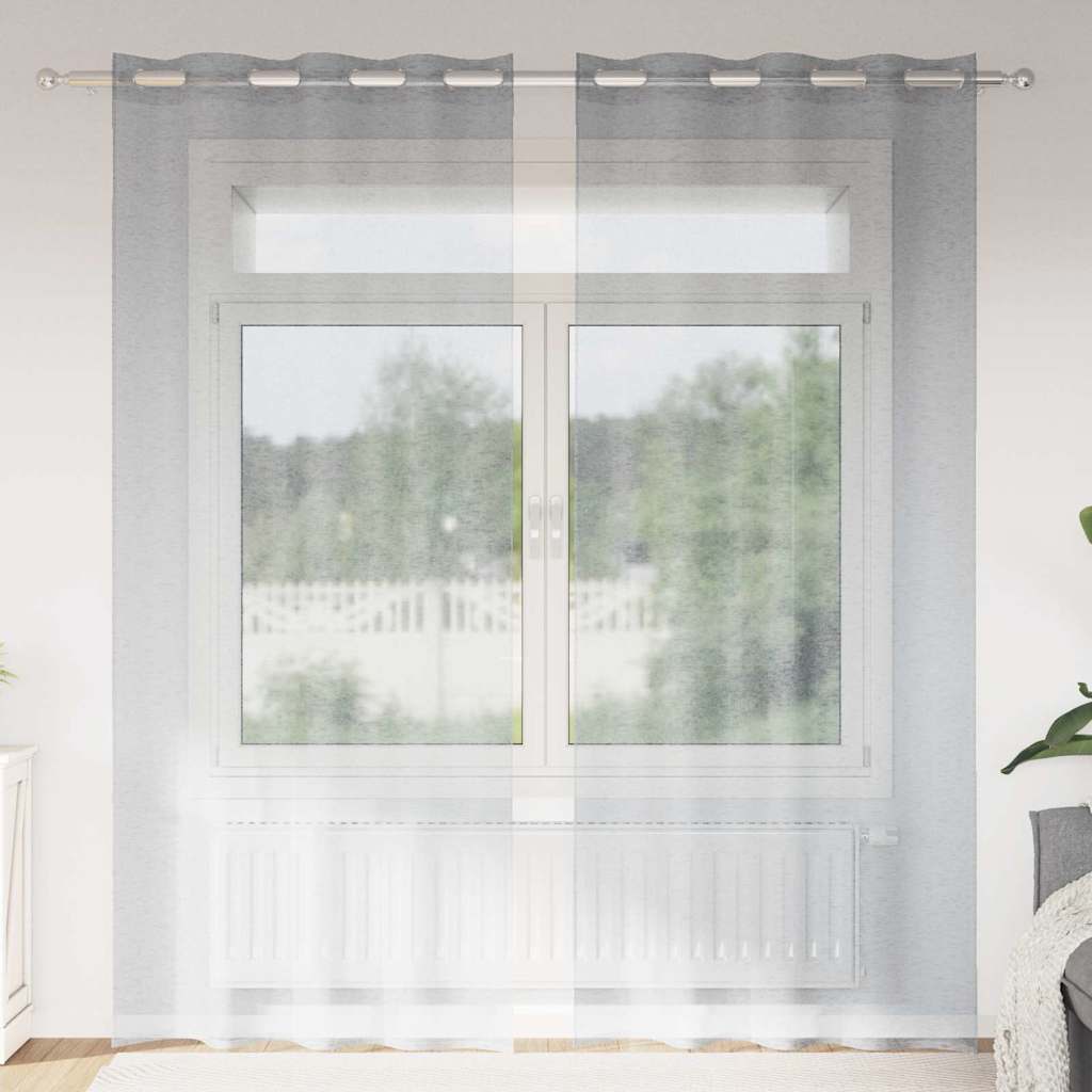 Voile zavjesa 2 pcs Tamno siva 225 x 140 cm Poliester