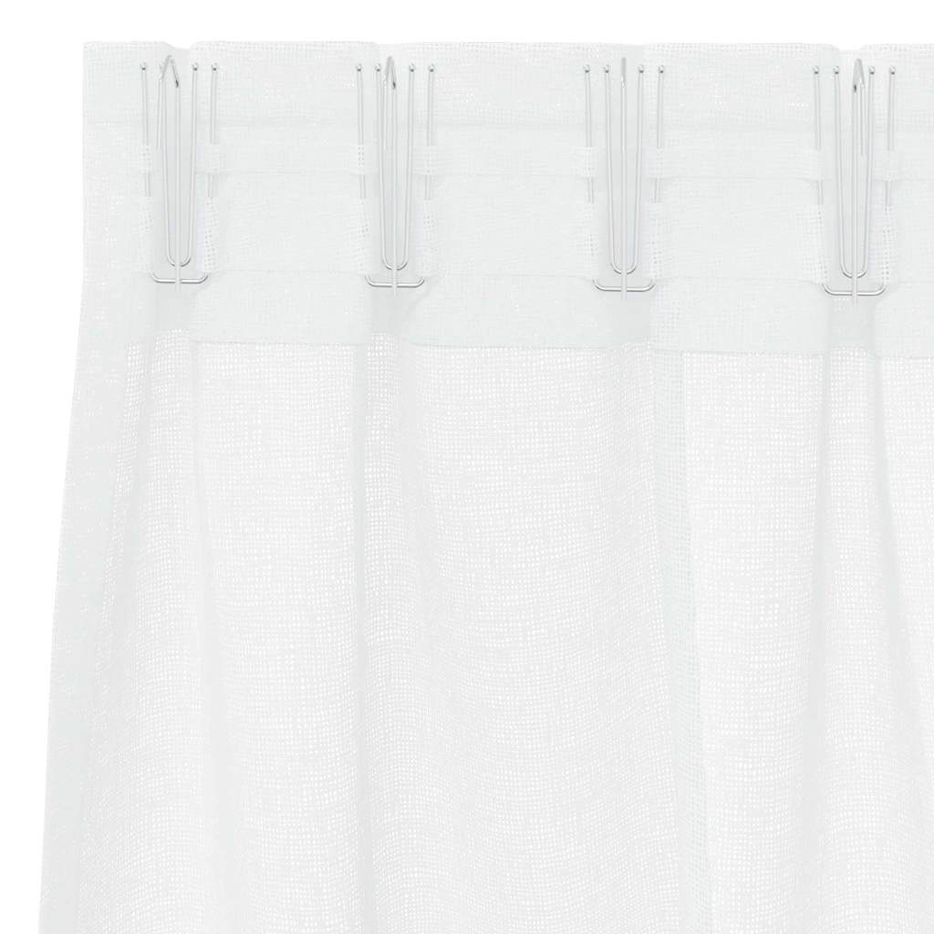 Voile zavjesa sa zavjesama 2 pcs Bijelo 260 x 140 cm Poliester
