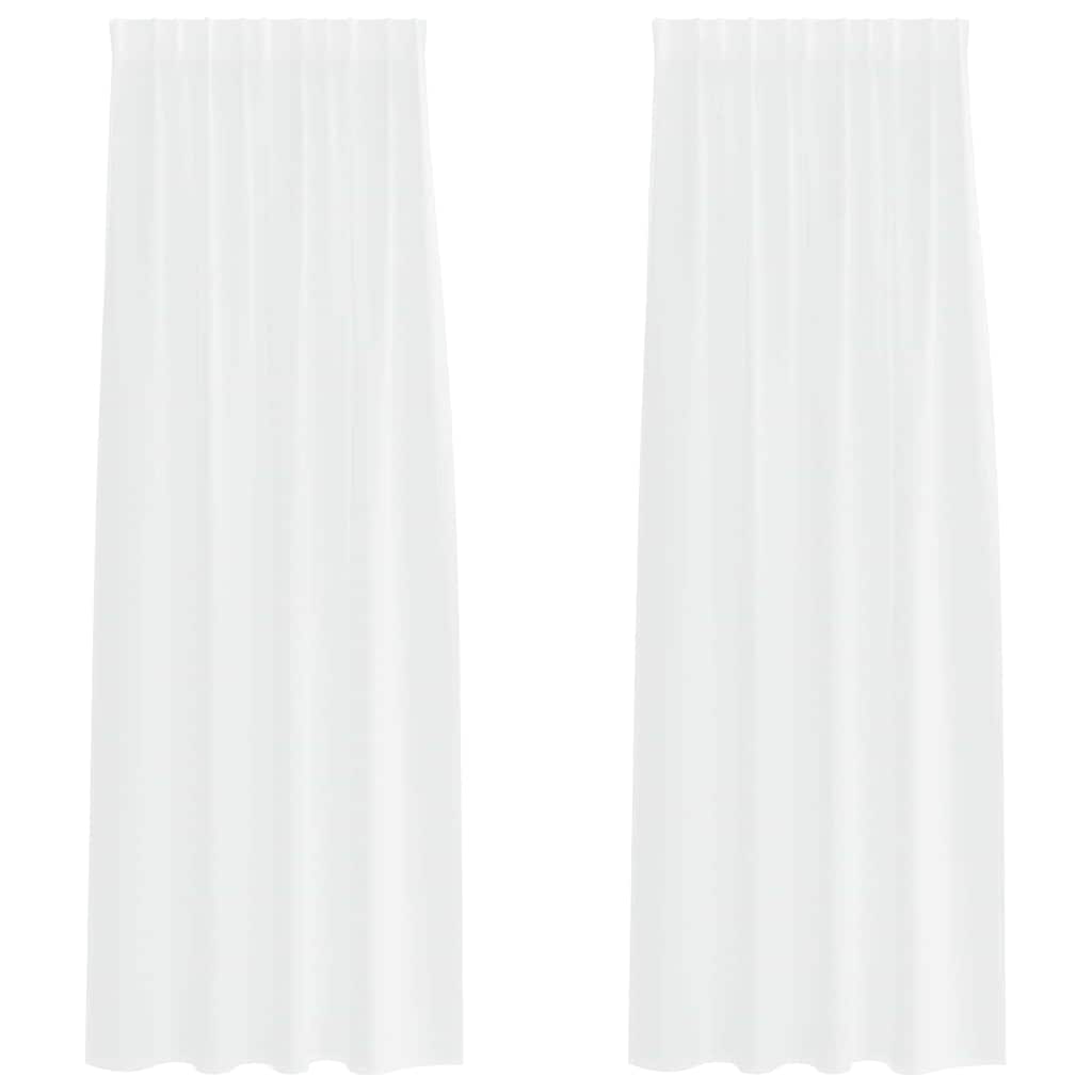 Voile zavjesa sa zavjesama 2 pcs Bijelo 260 x 140 cm Poliester