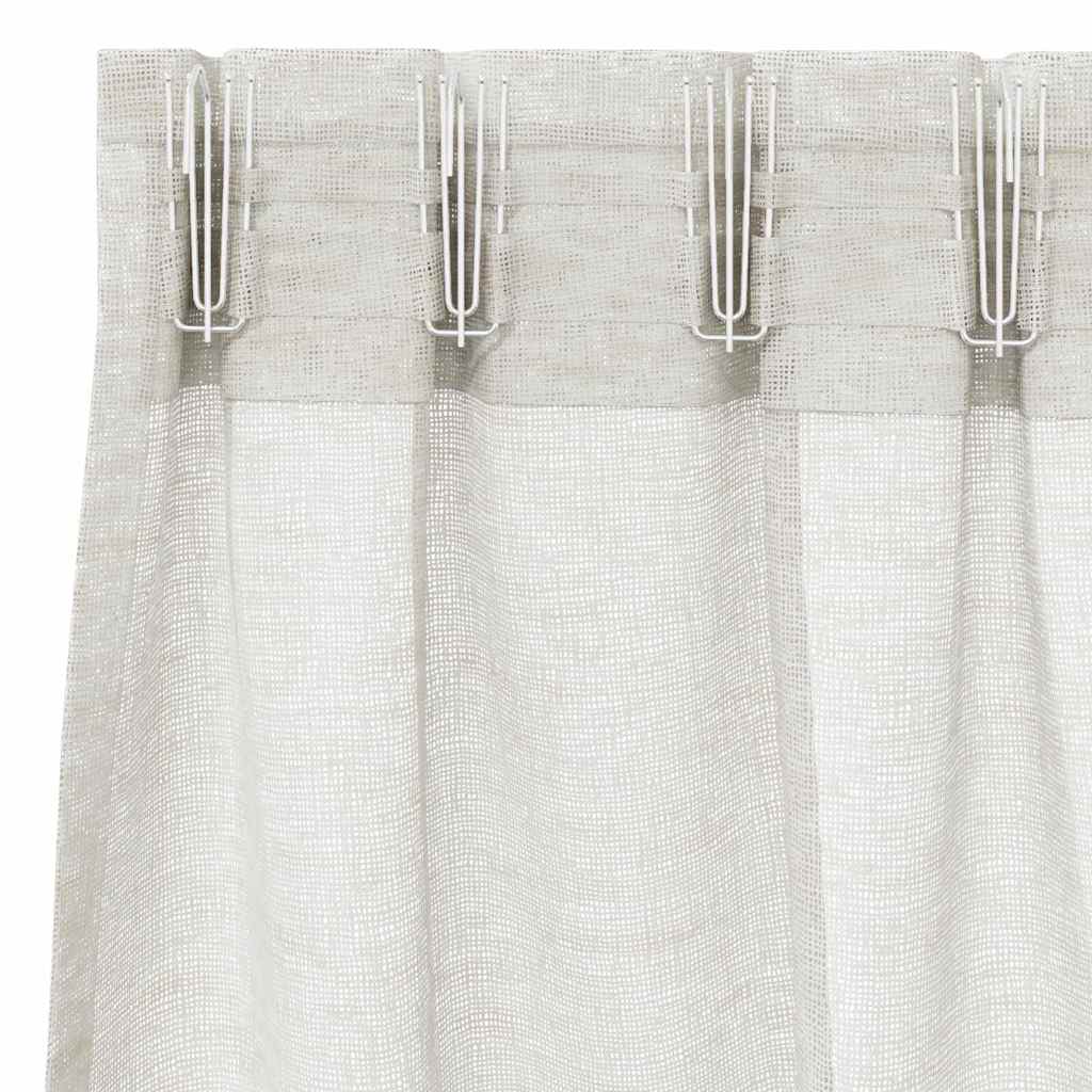 Voile zavjesa sa zavjesama 2 pcs Krema 260 x 140 cm Poliester