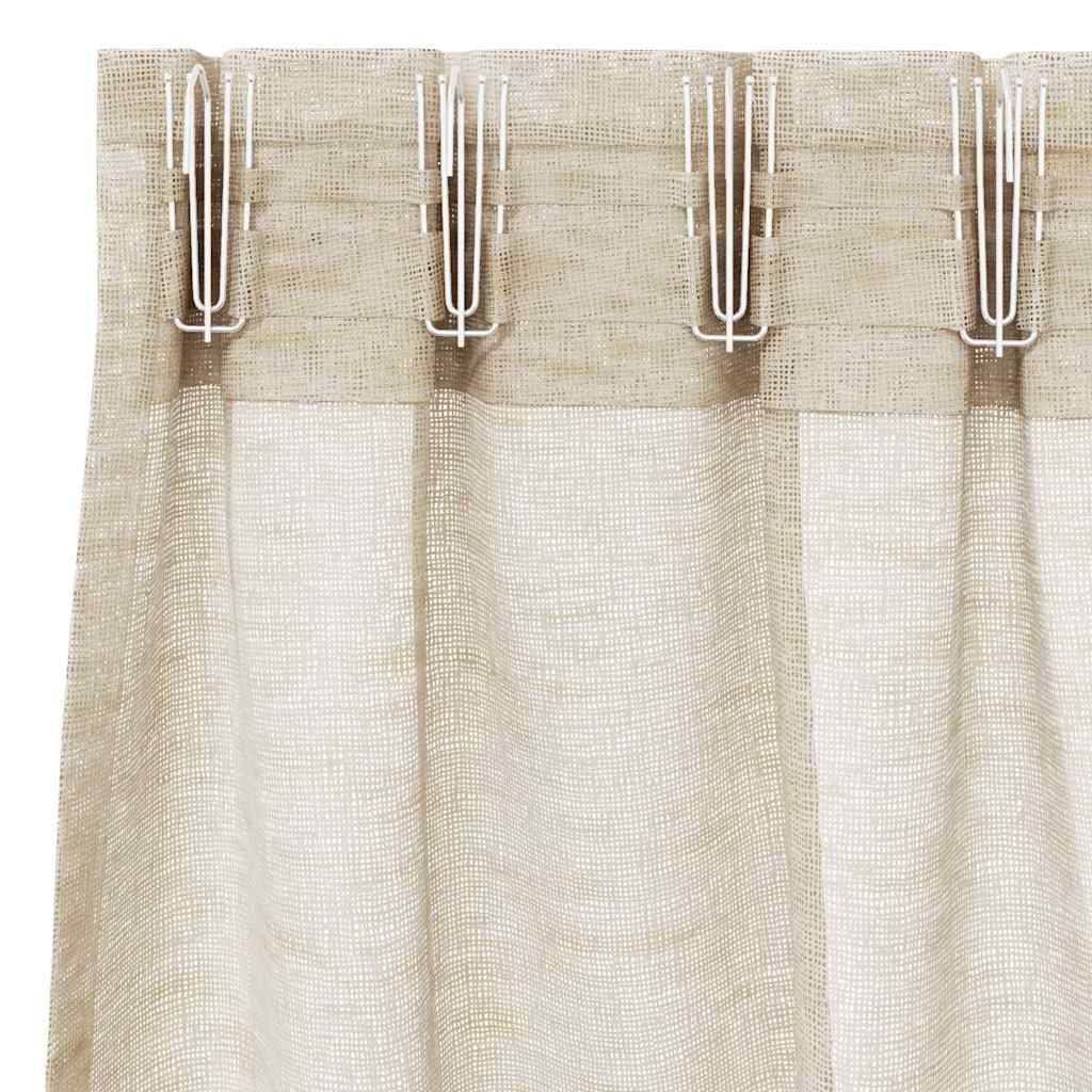 Voile zavjesa sa zavjesama 2 pcs Pijesak 245 x 140 cm Poliester