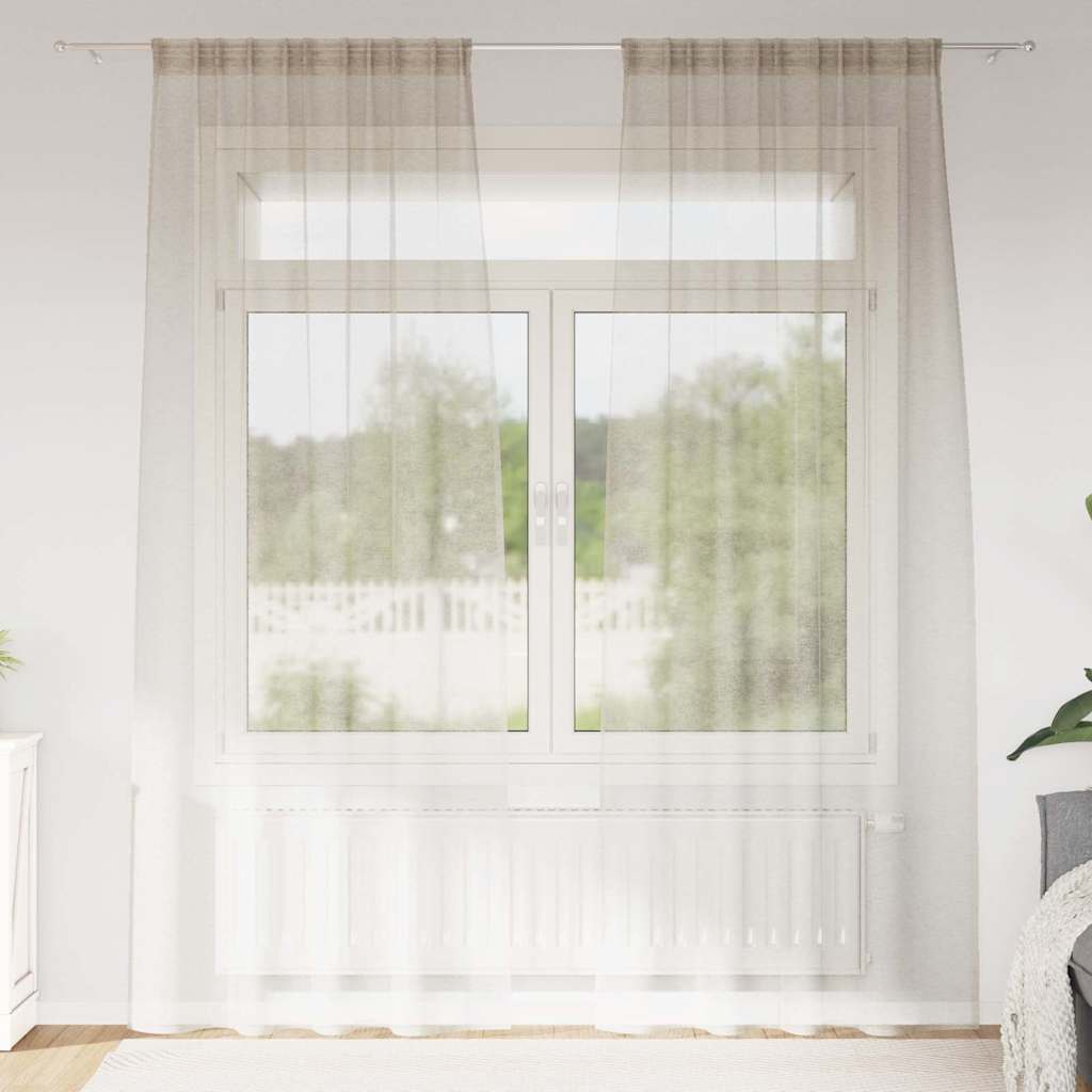 Voile zavjesa sa zavjesama 2 pcs Pijesak 260 x 140 cm Poliester