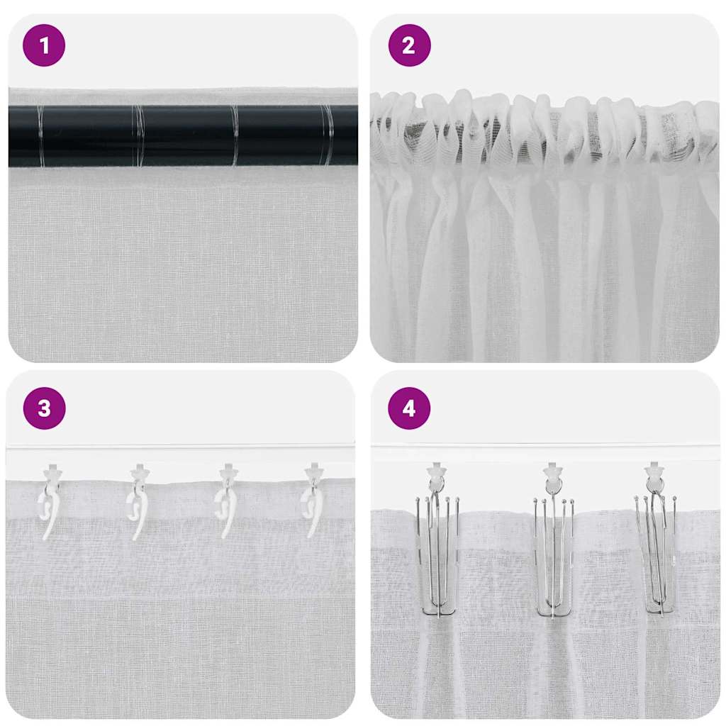 Voile zavjesa 2 pcs Svijetlo siva 260 x 140 cm Poliester