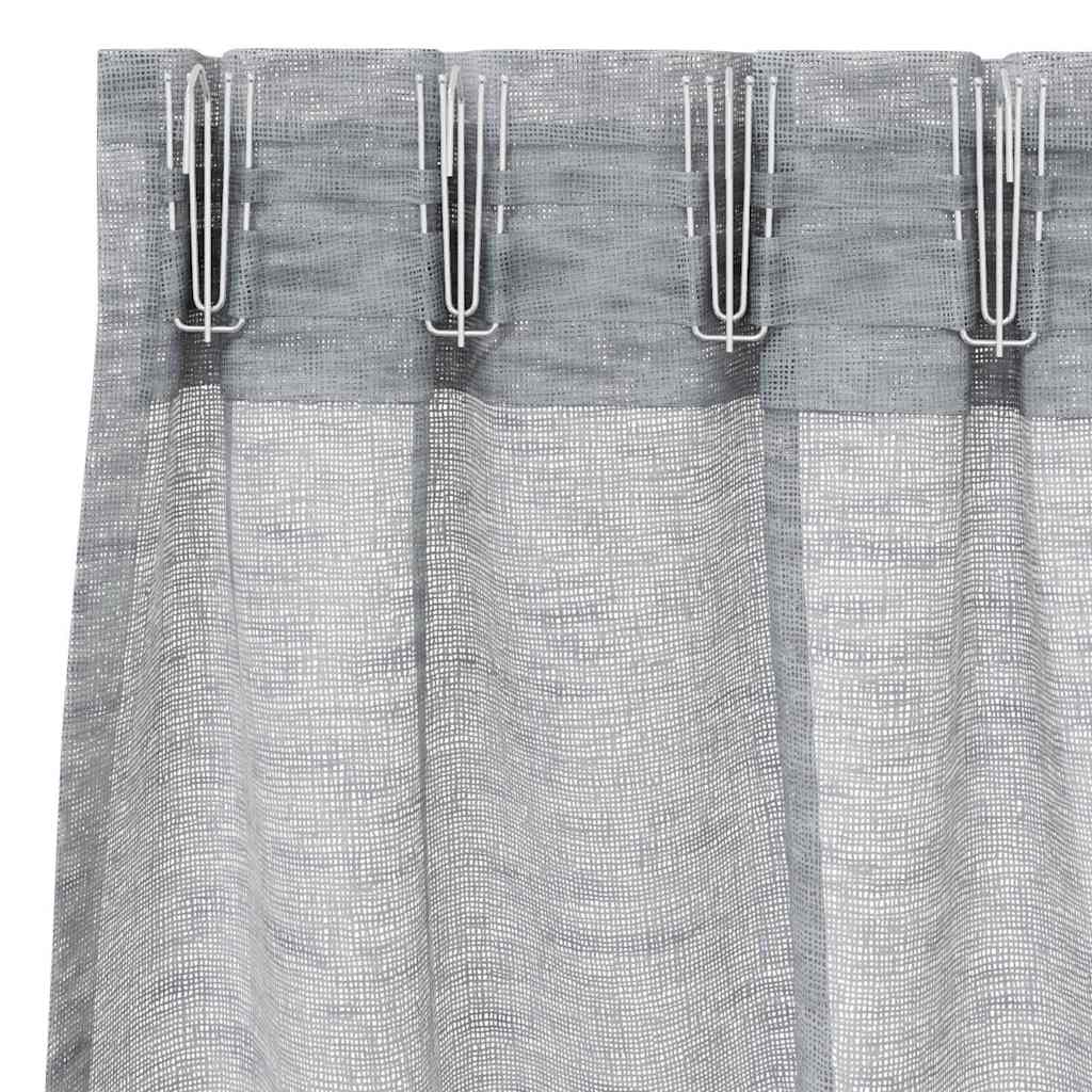 Voile zavjesa 2 pcs Tamno siva 225 x 140 cm Poliester