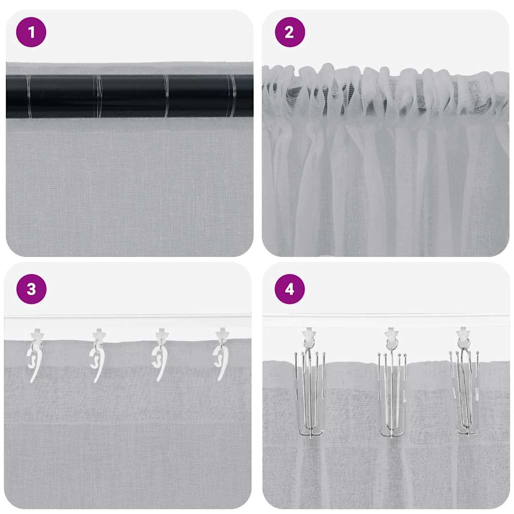Voile zavjesa 2 pcs Tamno siva 260 x 140 cm Poliester