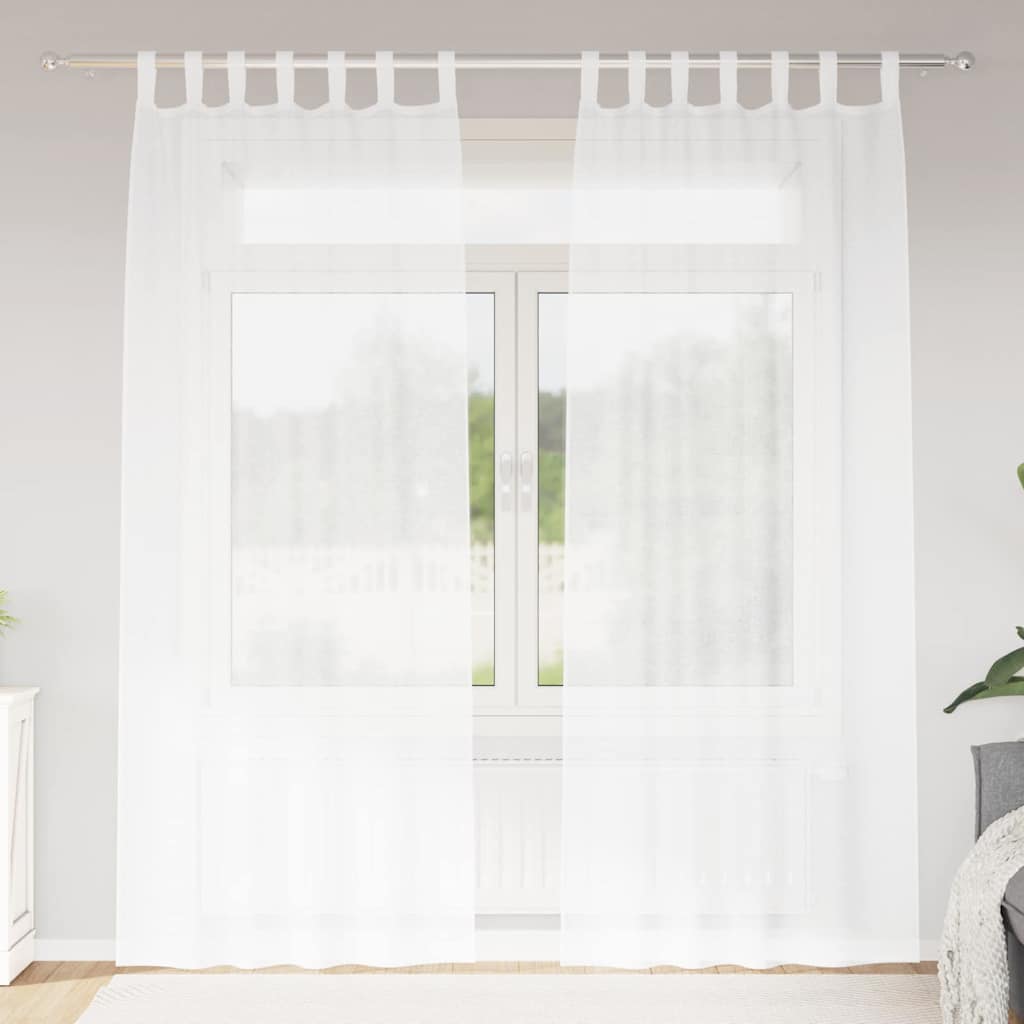 Voile zavjesa sa zavjesama 2 pcs Bijelo 260 x 140 cm Poliester