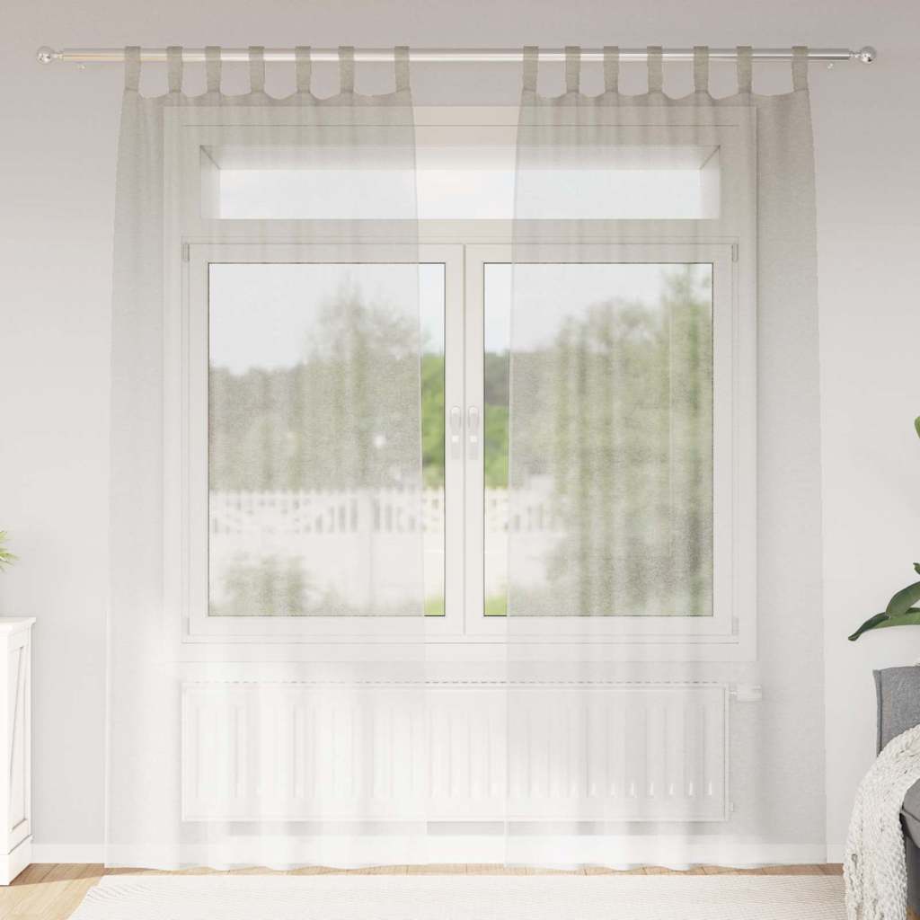 Voile zavjesa sa zavjesama 2 pcs Krema 245 x 140 cm Poliester